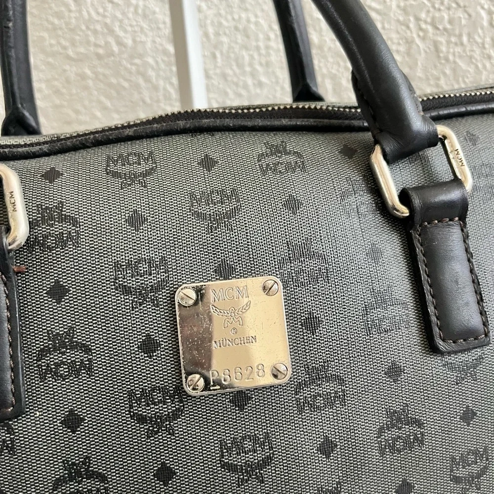 MCM Black and Gray Monogram Briefcase
